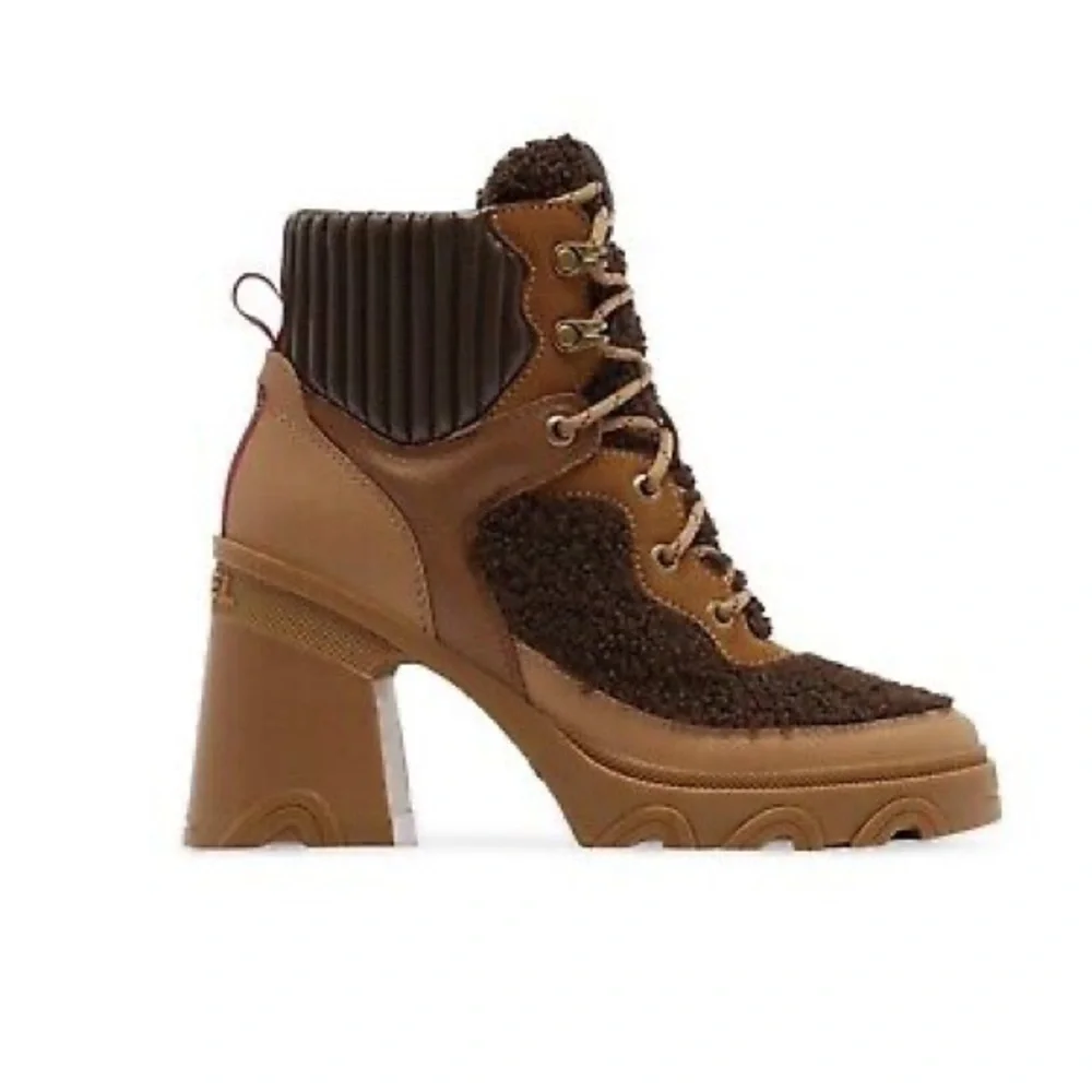 Sorel Womens Brex Chunky Heel Cozy Lace-Up Waterproof Bootie Size 9.5 NL4814-253 - Picture 1 of 3